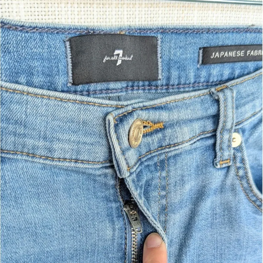 7 For All Mankind Modern Dojo Tailorless Wanderer Jeans Womens 31 Denim Wide Leg - Picture 5 of 13